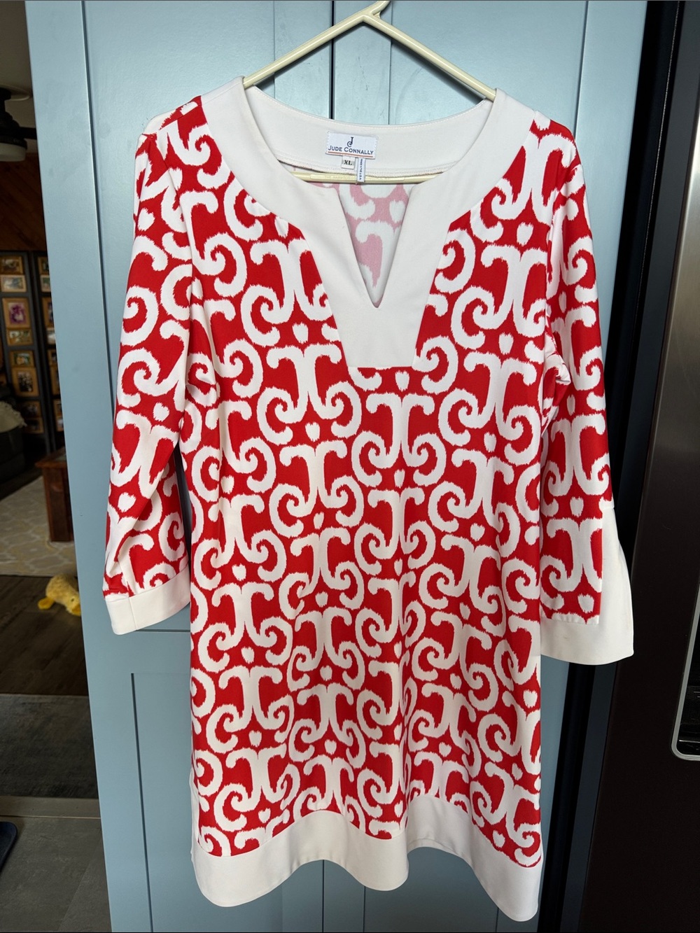 Jude Connally Burnt Orange & White Scroll-Print Tunic